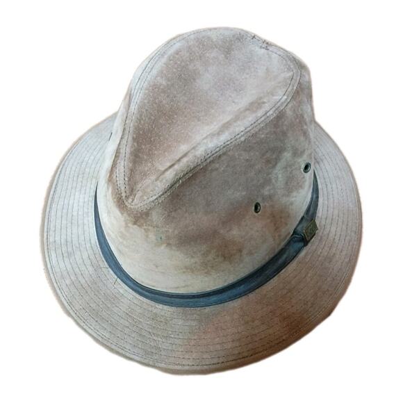 London Fog Men's M Fedora Rain Hat in British Tan Genuine Leather Size 7-7 1/8 - Picture 8 of 8